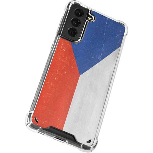 Czech Republic Flag Distressed Galaxy S21 Plus 5G Clear Case